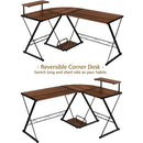 L-Shaped Desk Reversible Corner Computer Desk with Movable Shelf and CPU Stand by LJGDeals