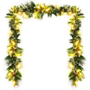 9 Feet Pre-lit Snow Flocked Tips Christmas Garland with Red Berries by LJGDeals