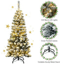 4.5 Feet Pre-Lit Snow Flocked Pencil Christmas Tree with 150 LED Light by LJGDeals