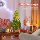 4.5 Feet Pre-lit Hinged Pencil Christmas Tree with Pine Cones Red Berries and 150 Lights by LJGDeals
