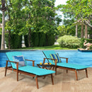 3 Pieces Portable Patio Cushioned Rattan Lounge Chair Set with Folding Table by LJGDeals