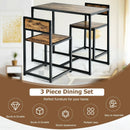 3 Pcs Dining Set Compact Table and 2 Chair with Metal Frame for for Small Space by LJGDeals