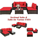 5 Pcs Outdoor Patio Rattan Furniture Set Sectional Conversation with Navy Cushions-Turquoise by LJGDeals