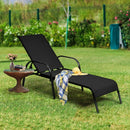 2 Pcs Outdoor Patio Lounge Chair Chaise Fabric with Adjustable Reclining Armrest-Brown by LJGDeals