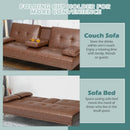 Convertible Folding Leather Futon Sofa with Cup Holders and Armrests by LJGDeals