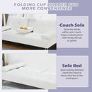 Convertible Folding Leather Futon Sofa with Cup Holders and Armrests by LJGDeals