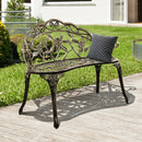 Outdoor Cast Aluminum Patio Bench Antique Rose by LJGDeals