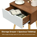 End Side Storage Drawer Nightstand with Solid Wooden Leg by LJGDeals