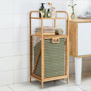 Tilt-out Bamboo Laundry Hamper with 2-Tier Shelf and Removable Liner-Natural by DirectDeals