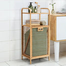 Tilt-out Bamboo Laundry Hamper with 2-Tier Shelf and Removable Liner-Natural by LJGDeals