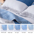 Kasentex Spring Lightweight Reversible Stripe Quilt Set Bedding- Sky Blue and Ivory White, Room Decor, Graduation Gifts, Father's Day Gift
