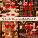 Ho Ho Ho Santa's Christmas Stemmed Wine & Water Glasses - Set of 2