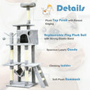 66 Inch Cat Tree Condo Kitten Multi-Level Activity Center-Gray by LJGDeals