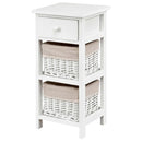 2 Pieces Bedroom Bedside End Table with Drawer Baskets-White by LJGDeals