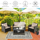 4 Pieces Outdoor Rattan Furniture Set with Glass Table by DirectDeals