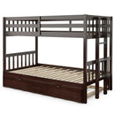 Twin Pull-Out Bunk Bed with Trundle Wooden Ladder by LJGDeals