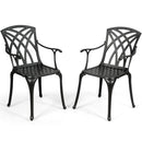 2 Pieces Durable Aluminum Dining Chairs Set with Armrests by LJGDeals