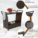 Patio Rattan Bar Serving Cart with Glass Top and Handle by LJGDeals