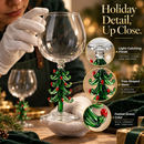 Crystal Green Christmas Tree Wine Glasses - Set of 2, 10oz