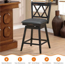 2 Pieces 24 Inch Swivel Counter Height Barstool Set with Rubber Wood Legs by LJGDeals