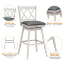 2 Pieces 29 Inches Swivel Counter Height Barstool Set with Rubber Wood Legs by LJGDeals