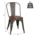 18 Inch Height Set of 4 Stackable Style Metal Wood Dining Chair by LJGDeals