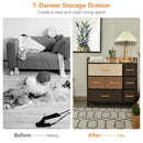 7 Drawer Tower Steel Frame and Wooden Top Dresser Storage Chest for Bedroom by LJGDeals