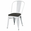 4 Pieces Tolix Style Metal Dining Side Chair Stackable Wood Seat by LJGDeals