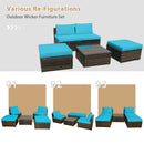 5 Pieces Patio Rattan Furniture Set with Cushioned Armless Sofa by LJGDeals