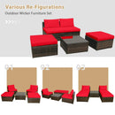5 Pieces Patio Rattan Furniture Set with Cushioned Armless Sofa by LJGDeals