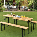 3 Pieces Folding Wooden Picnic Table Bench Set by LJGDeals