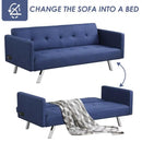 3 Seat Convertible Linen Fabric Futon Sofa with USB and Power Strip by LJGDeals