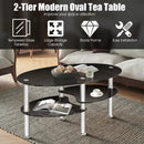 Tempered Glass Oval Side Coffee Table by LJGDeals