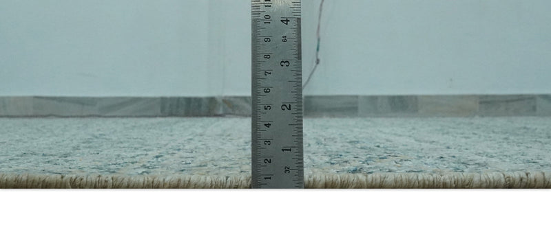 6X9 Teal and Beige Hand Knotted Southwestern Tribal Trellis recycled silk Rug