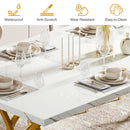 63" Modern Dining Table with Faux Marble Tabletop for 4-6 People