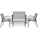 4 Pieces Patio Furniture Set with Glass Top Coffee Table by LJGDeals
