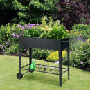 Raised Garden Bed Elevated Planter Box on Wheels Steel Planter with Shelf-Black by LJGDeals