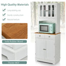Kitchen Pantry Cabinet with Wood Top and Hutch-White by LJGDeals