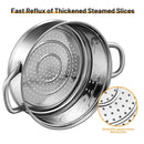 2-Tier Steamer Pot Saucepot Stainless Steel with Tempered Glass Lid by LJGDeals