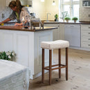 Set of 2 Nailhead Saddle Bar Stools 29 Inch Height by LJGDeals