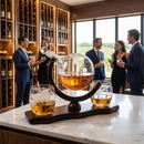 Etched World Decanter Whiskey Globe