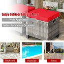 2 Pieces Patio Rattan Ottoman Seat with Removable Cushions-Navy by LJGDeals