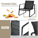 3 Pieces Patio Bistro Furniture Set with Glass Top Table Garden Deck-Black by LJGDeals