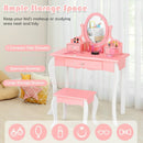 Kids Vanity Princess Makeup Dressing Table Stool Set with Mirror and Drawer by LJGDeals
