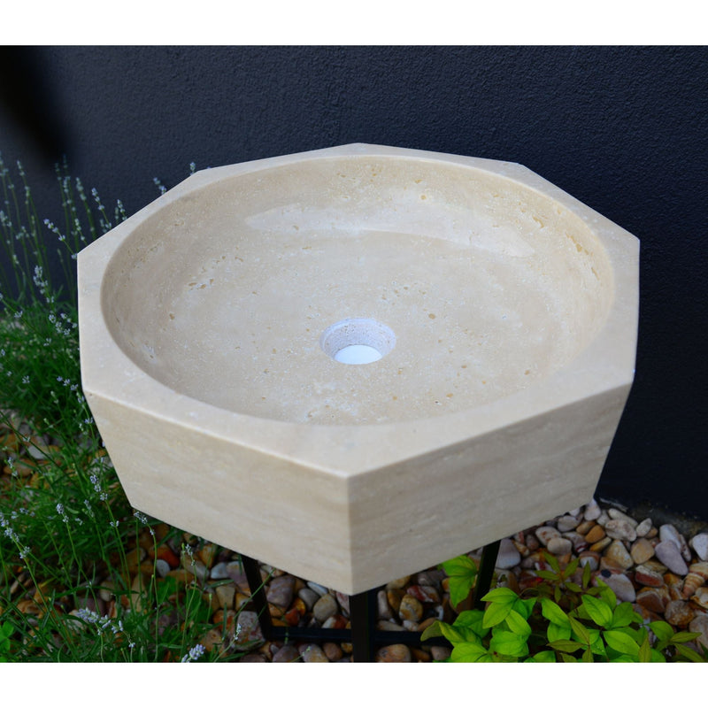 Handmade Turkish Travertine Octagon Bathroom Sink Hand Carved, photo 15 of 15