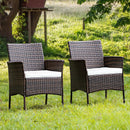 2 Pieces Outdoor PE Rattan Armchairs with Removable Cushions by LJGDeals