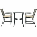 3 Pieces Rattan Bar Furniture Set with Slat Table and 2 Cushioned Stools by LJGDeals