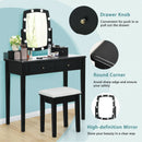 Vanity Table Set with Lighted Mirror for Bedroom and Dressing Room by LJGDeals