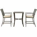 3 Pieces Rattan Bar Furniture Set with Slat Table and 2 Cushioned Stools by LJGDeals