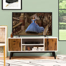 Mid-Century Wood TV Stand for 55 Inch with 2 Cabinets and Open Shelves by LJGDeals